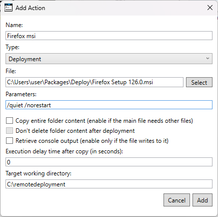 Deployment configuration example